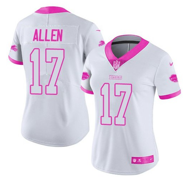 Women's Buffalo Bills ACTIVE PLAYER Custom White/Pink Vapor Untouchable Limited Stitched Football Jersey